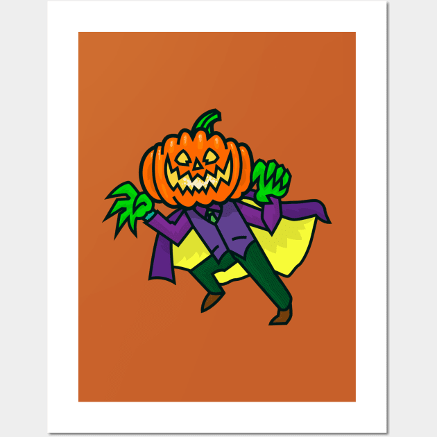 Jack O'Lantern in a Cape Wall Art by DangerHuskie